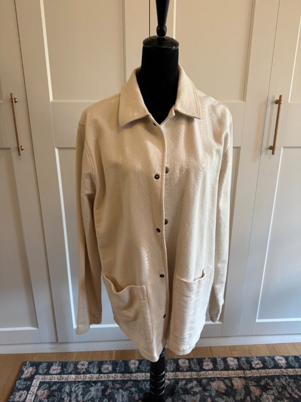 J.Crew Men's Authentic Fleece Shacket - Off-White Cream - Size Large
